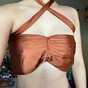 Rust Brown Wrap Top